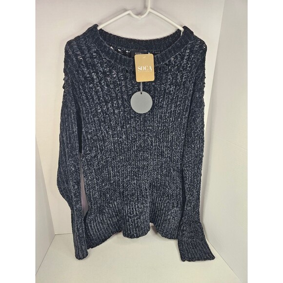 Black Soca Sweater Storia Women's Pullover Sweater Size M/L JT1297 - Picture 1 of 5